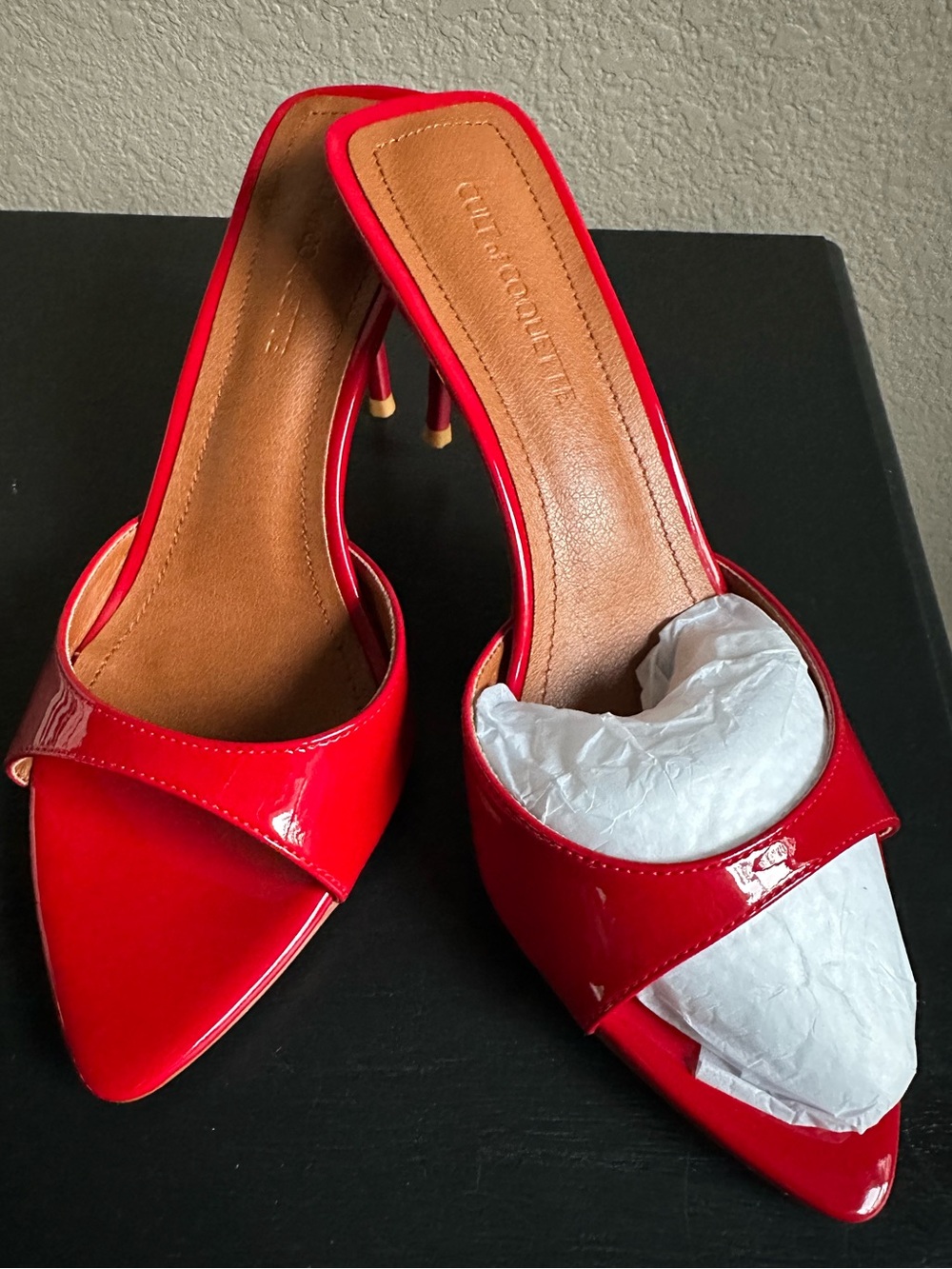 Cult of Coquette Zena Red Patent Vegan Mule•Pointed Toe• Brand NEW!•Women’s 7.5